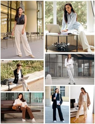 Heathyoga Womens Dress Pants Pull On Stretchy Work Pants Wide Leg Trousers