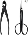 Wazakura Bonsai Tool Kit Made in Japan, Twig Bonsai Scissors 8-1/4 in (210mm) + Concave Branch Cutter 8 in (200mm) Starter Set (Yasugi Steel Twig Scissor+Concave Cutter)