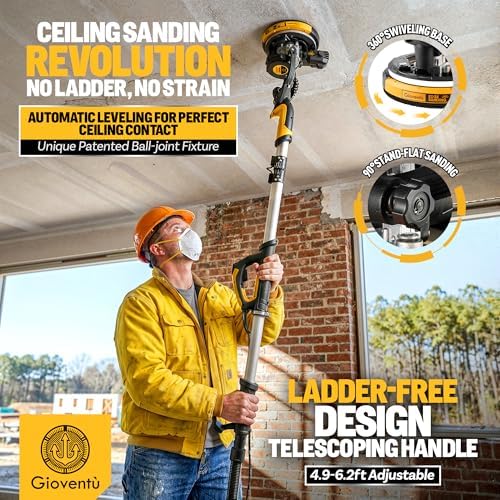 Electric Drywall sander with Vacuum, NSK Bearing& 26' Cord for Ceiling&Wall