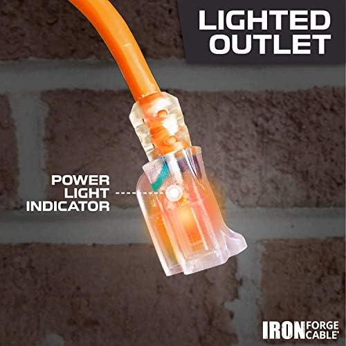 Iron Forge Cable 10 Gauge Extension Cord Heavy Duty, 100 Ft - Orange SJTW