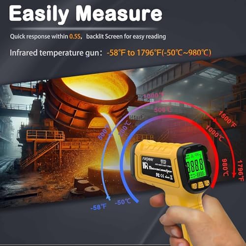 Infrared Thermometer Temperature Gun 1796°F, 50:1