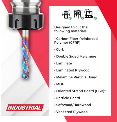 Amana Tool Spektra Extreme Tool Life Coated Solid Carbide CNC Compression Spiral Router Bit, 48320-K, 6mm D x 22mm CH x 6mm Shank x 75mm Long 3 Flute
