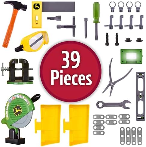 John Deere Kids Workbench, Power Tools Workshop - 39 Pieces - Ages 5+