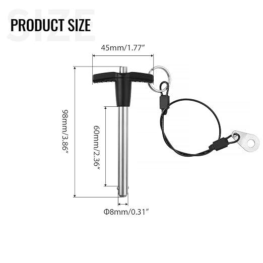 T Handle Quick Release Pin 5/16 Inch Diameter,304 Stainless Steel Ball Locking Pin with Push Button Lanyard Usable Length 2.36"(8mm x 60mm)
