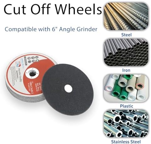 WFLNHB 50 Pack 6 Inch Cut Off Wheels for Metal and Stainless Steel Cutting Discs for Angle Grinders 6 x .045 x 7/8 Inch