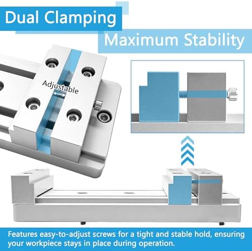 Mini Low Profile Bench Vise Work Table Workholding Clamp Compatible with Masuter 3, Masuter Pro, 3S, XE-PRO, WM-3020 Vasto CNC Router Machine
