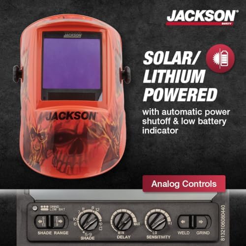 Jackson Safety Premium Graphic Welding Hood with ADF - Ultra Lightweight Auto Darkening Welding Helmet - ANSI Z87.1 (Multiple Styles)
