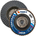 Weiler 51207 Tiger X Flap Disc, Ceramic and Zirconia Alumina, Angled, Phenolic Backing, 80 Grit, 4-1/2", 5/8"-11 UNC Nut, Type 29 5/8"-11 Hub (Pack of 10)