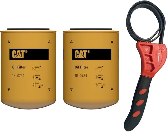 Caterpillar 1R-0734 Engine Oil Filter w/IHD Strap Wrench Bundle (2)
