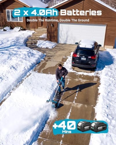 Electric Snow Shovel with Wheels, 40V 16.5" Brushless Cordless Snow Blower