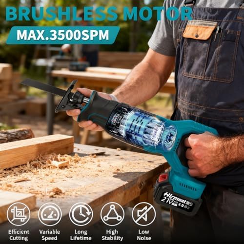 21V Brushless Cordless Reciprocating Saw,2×4.0Ah Battery Sawzaw