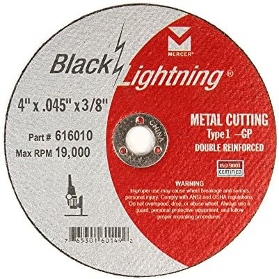 Mercer Industries 616010 - 4" x .045 x 3/8" Type 1 Black Lightning Cut-Off Wheels for Metal (50 pack)