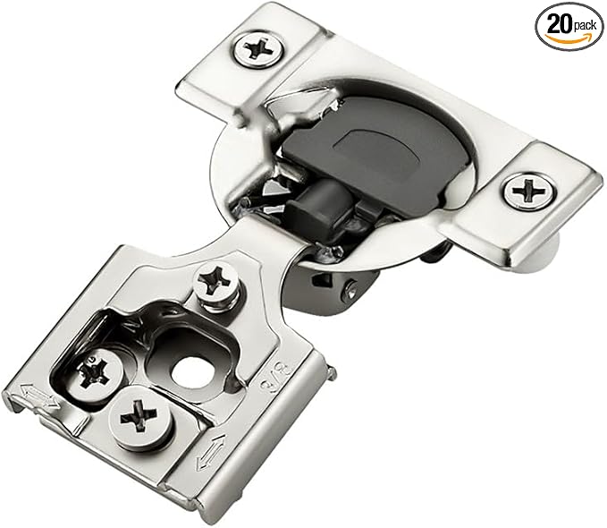 20 Pack 10 Pairs 3/8 Inch Overlay Soft Close Hinges for Kitchen Cabinet - Satin Nickel Hidden Stainless Steel Concealed Self Closing