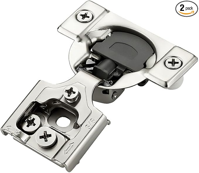 2 Pack 1 Pair 3/8 inch Overlay Soft Close Hinges for Kitchen Cabinet Hinges Satin Nickel Hidden Hinges Stainless Steel Concealed Hinge self Closing