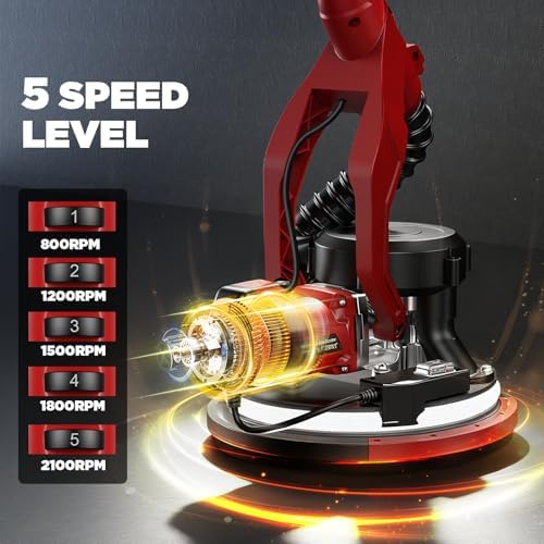 Drywall Sander with Vacuum Dust Collector, 1200W 5 Variable Speed