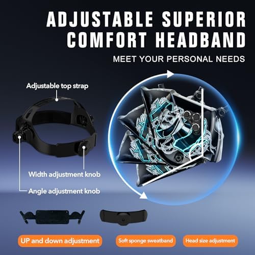 TRQWH Welding Helmet Auto Darkening Large Viewing True Color Solar Powered Welding Mask with 4 Arc Sensor Adjustable Wide Shade Range 4~5-8/9-13 Welder Mask with Grinding