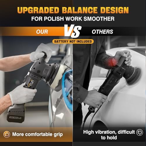 VERVEWAVE Cordless Buffer Polisher Kit for Dewalt 20V Battery (No Battery), 6-Inch Orbital Car Polisher Variable Speed 1800—5500 RPM, 17PCS Polishing Accessories, for Car Polishing/Waxing (Tool Only)