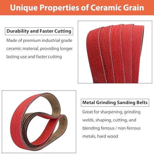 2 x 72 Ceramic Grinding Belts, 36 40 60 80 120 Grits, 5 Pack