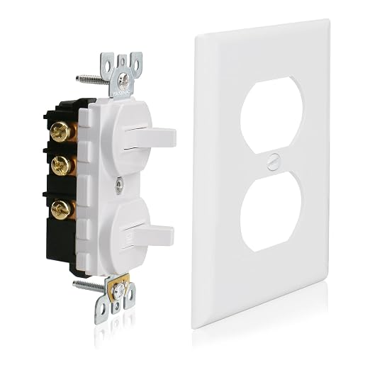 Baomain 10-Pack Double Toggle Light Switch with Wall Plate,15 Amp 125V Two Single Pole Residential Grade,On/Off Electrical Wall Switch Self-grounding, Glossy White ETL Certified