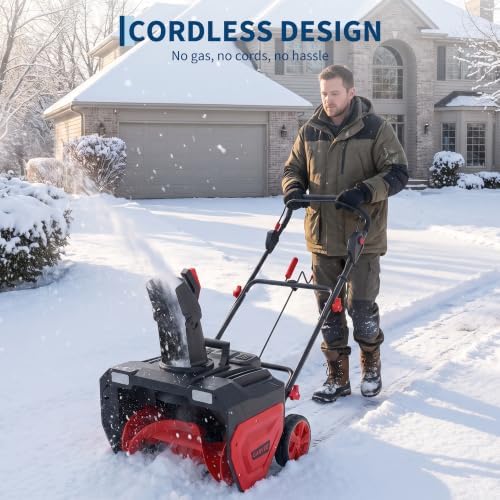 Garvee 40V Cordless Snow Blower, 21-Inch, 2x5.0Ah Battery & Charger, LED