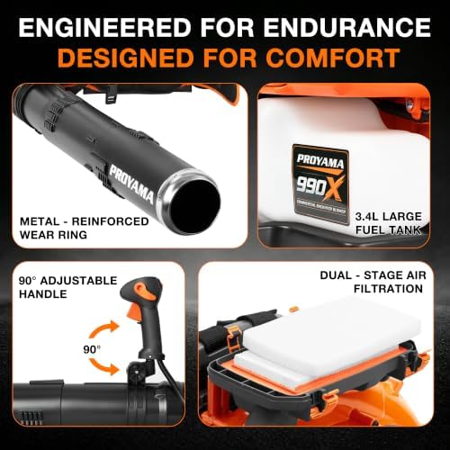 PROYAMA 79.9cc Gas Backpack Leaf Blower, 1150 CFM & 246 MPH Powerful Blower
