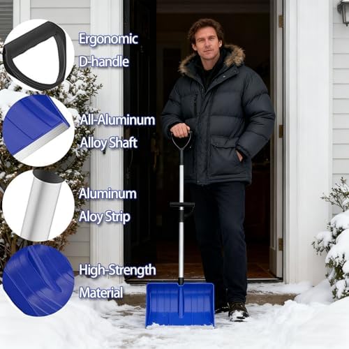 Anti Slip Grip Snow Shovel with Secure Handle for Safe Operate in Cold Winter Conditions Prevents Rust and Erosion Heavy Shovel