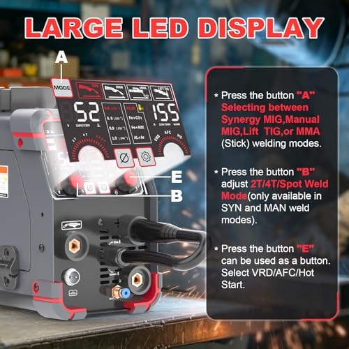 AWT Aluminum 155A MIG Welder,5 in 1 Aluminum MIG Welding Machine 110/220V