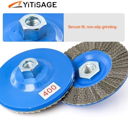 4.5" Diamond Flap Disc,Plastic Back Grinding Wheel for Marble,Ceramics,Sander Tile,Stone,Glass,Concrete(Grit 400-1pc)