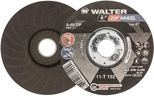 Walter ZIP WHEEL Cutoff Wheel [Pack of 25] - Type 27 Aluminum Oxide Wheel with Integrated Rib Design. Abrasive Cutting Wheels