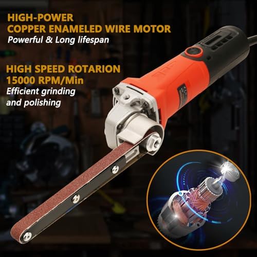 Belt Sander - 800W Detail Band File Belt Sander, 1/2"x18" Finger Belt Sander for Grinding and Polishing Wood, Paint, Metal Rust Move,welding Spot and DIY.