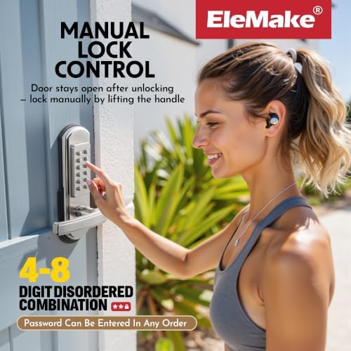 Left Handed Keyless Door Lock, Mechanical Keypad Door Lock with Handle, Heavy Duty Door Lever Lock Combination Security Digital Code, Stainless Steel 304 (Not Deadbolt)