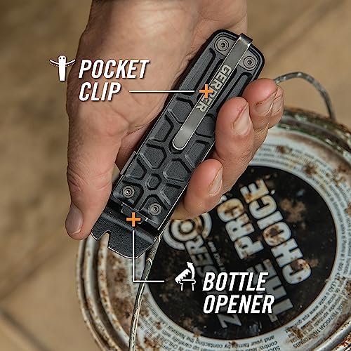 Gerber Gear Lockdown Slim Pry 7-in-1 Keychain Multitool Compact EDC Mini Pocket Knife with Pry Bar, Black