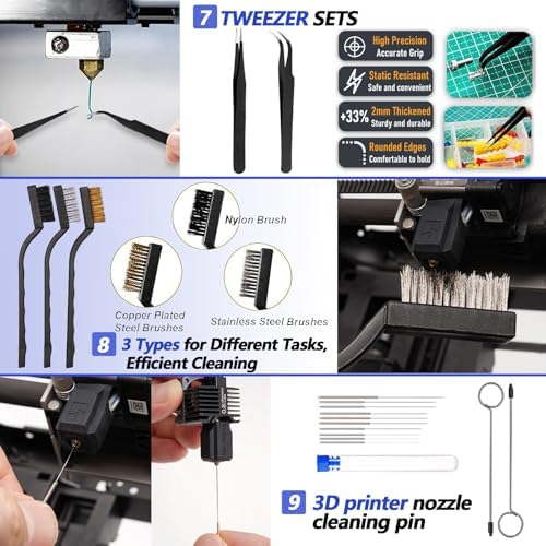 262 Pcs 3D Printer Tool Set w/Bag, Nozzle Kit & Mini Electric Grinder