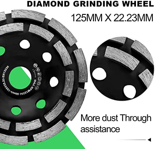Dust Shroud for Angle Grinder 4.5 Inch / 5 Inch + Diamond Grinding Cup Wheel 5 Inch, Universal Surface Grinding Shroud with Grinding Wheel for Concrete, Cement, Marble, Rock, Granite