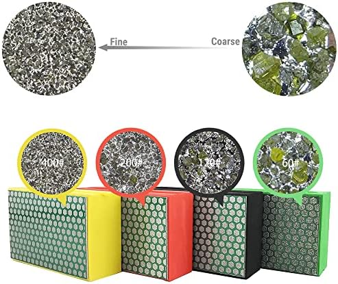 Diamond Hand Polishing Pad Diamond Sanding Block Foam Backed Diamond Sponge Sanding Pads for wet or dry grinding polishing for Granite Marble Stone Tile Glass Ceramic (4, 60/120/200/400# Hexagon)