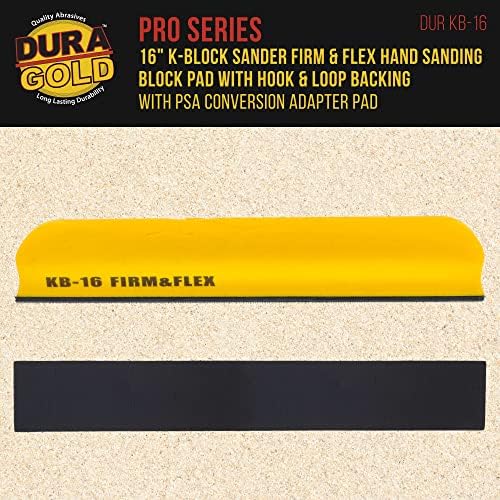 Dura-Gold Pro Series 16" K-Block Sander Firm & Flex Longboard Hand Sanding Block Pad with Hook & Loop Backing and PSA Sandpaper Conversion Adapter Pad - Automotive Paint Prep Sand Contour Woodworking