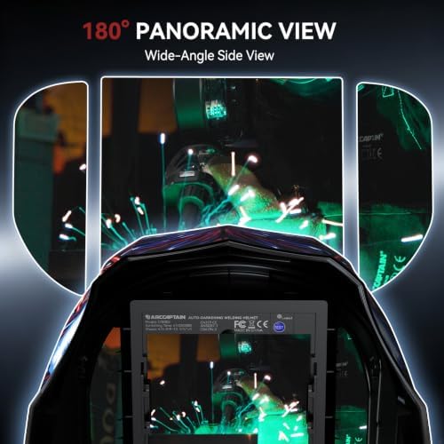 ARCCAPTAIN Welding Hood, 180° Panoramic View Auto Darkening Welding Helmet (LY800Js-VL)