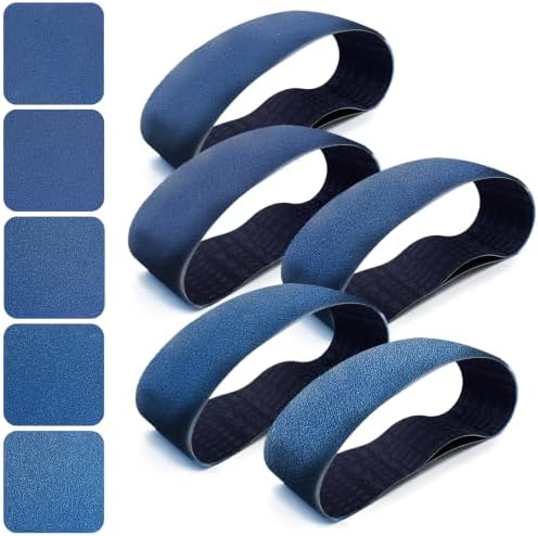 6x48 Inch Sanding Belts 10 Pcs (5 Grit, 2 Each of 80, 120, 150, 240, 400 Grits) Heavy Duty Belt Sander Zirconia Belt Sander Paper for Wood, Metal, Stainless Steel, Automotive, and Furniture