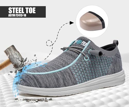 LARNMERN Steel Toe Loafers Women Slip On Work Safety Shoes Walking Sneakers