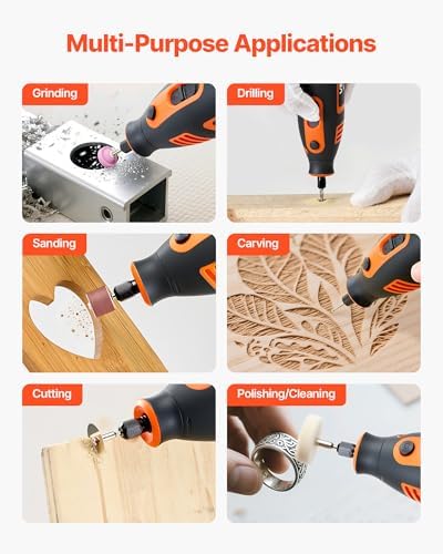 VEVOR 84-Piece Rotary Tool Kit, 200W Mini Power Rotary Tool Corded, 6-Level Speed 8000-40000 RPM Multi-Purpose DIY Tools for Engraving, Sanding, Polishing, Carving, Grinding, Cutting, DIY Crafts