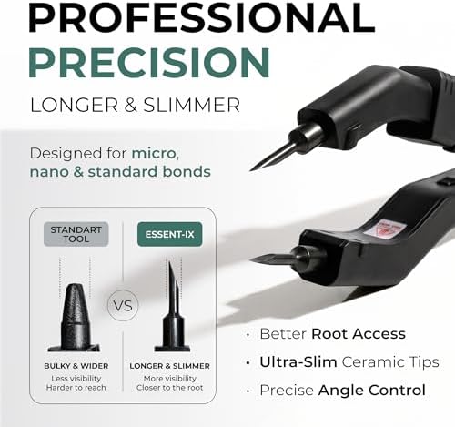 Professional Keratin Fusion Tool for Hair Extensions – Slim Long Heating Plates, Adjustable Temperature, Rapid Heat-UP, Seamless Fusion, Root Access, Salon-Quality Keratin Glue Gun (Black)