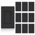 ELEGRP Matte Black 3 Way Decorative Light Switch with Plate, 15Amp, 120-277 Volt, AC Rocker Paddle Wall Switch Replacement, Self-Grounding, Residential Grade, w/Wall Plate, UL Listed (10 Pack)