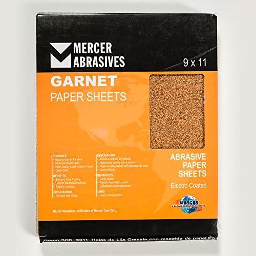 Mercer Industries 206050D - 9 x 11 Garnet Paper Sheets, Grit 50D (50 pack)