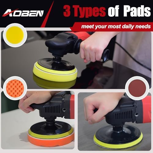 AOBEN Car Buffer Polisher,Rotary polisher,1600W Car Polisher Waxer with 6 Variable Speed,4 Polishing Pads,Detachable Handle for Car Polishing and Waxing