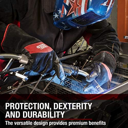 Lincoln Electric Premium Leather MIG Stick Welding Gloves | Heat Resistance & Dexterity| XL | K2980-XL, Black, Red