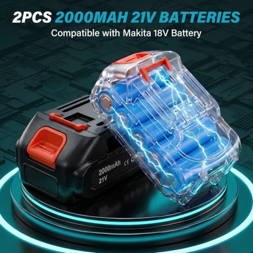 Cordless Random Orbital Sander 5 Inch Brushless Palm Sander with 2 Battery