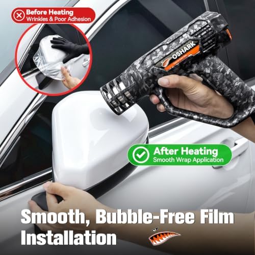 OSHARK Heat Gun for Vinyl Wrap/Window Tint/PPF, Digital LCD, Variable Temperature Heavy Duty Hot Air Gun, 2000W 122℉-1202℉ Memory Function for Auto Film Wrapping, Paint Remover, Heat Shrink and Crafts
