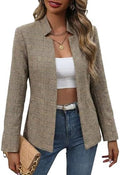 Mina Self 2026 Fall Women's Open Front Tweed Blazer,Plaid Fitted Jacket