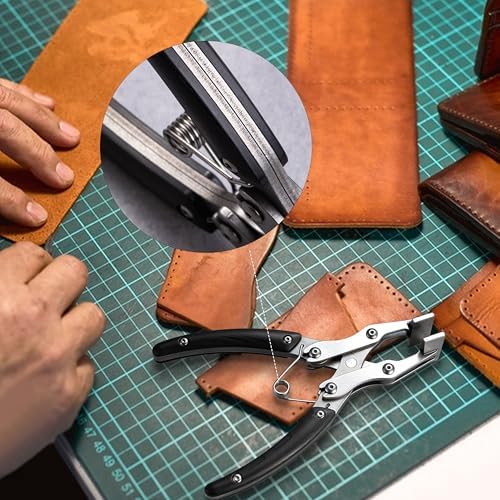 Leather Flat Plier 7.5 inch Flat Nose Plier Wooden Handle Leather Work Clamp Press Parallel + Cross Structure for Crafting DIY Projects