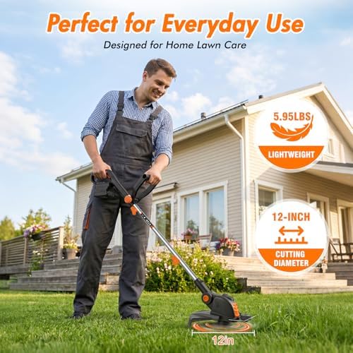 Electric Weed Wacker Eater Cordless Battery Powered String Trimmer Whacker